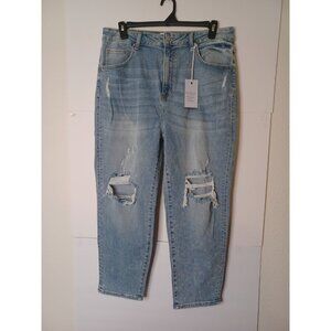 Risen Womens 2XL 36X27.5 Stretch High Rise Distressed Jeans RDP5091X